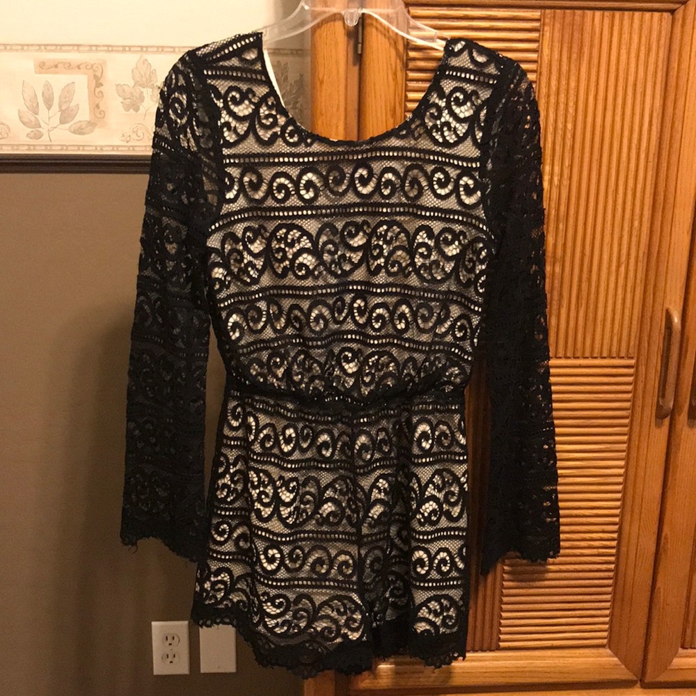 Black Lace overlay short Romper